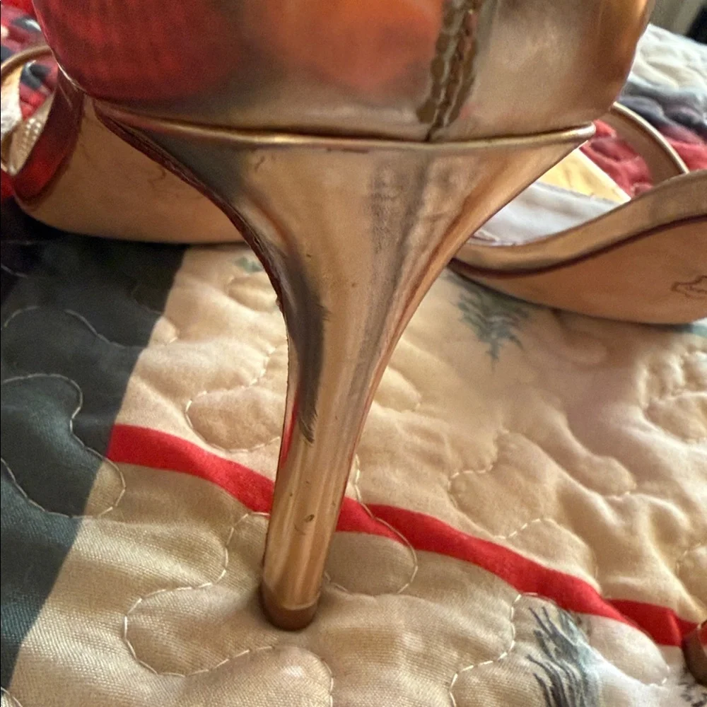 Tory Burch Metallic Gold Ankle-Strap Stiletto Heels